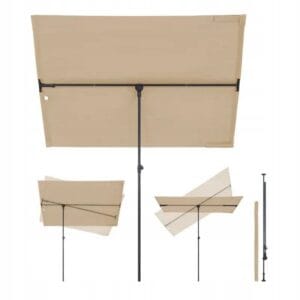 Parasol balkonowy 180x130 regulowany UV50 prostokątny taupe Sekey