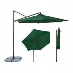 Parasol ogrodowy 300 cm obrot 360 regulacja UV50 aluminium zielony Sekey