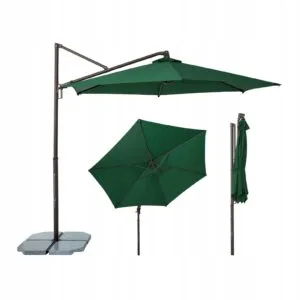 Parasol ogrodowy 300 cm obrot 360 regulacja UV50 aluminium zielony Sekey