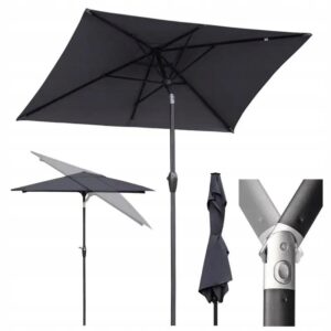 Parasol balkonowy 210x140 cm aluminiowy UV50 z korbką szary Sekey