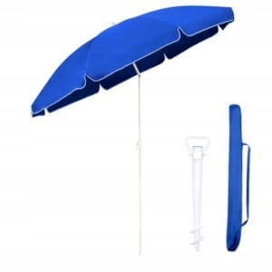 Parasol plażowy 160 cm regulowany UV50 z pokrowcem i kotwą niebieski Sekey