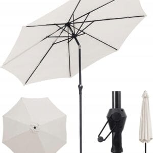 Parasol ogrodowy 300 cm aluminiowy UV 50 regulowany kremowy Sekey