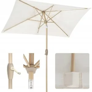 Parasol ogrodowy 210x140 UV50 aluminiowy korba regulowany kremowy Sekey