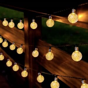 Łańcuch świetlny solarny/USB LED kulki 15 m Salcar ciepły biały