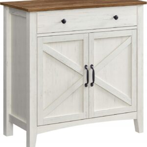 Kredens szafka kuchenna z szufladą i drzwiami vintage biała VASAGLE