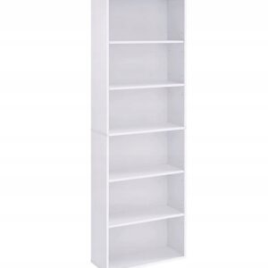 Regał na książki 6 półek wąski biały skandynawski 178 cm VASAGLE