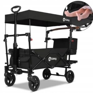 Wózek składany transportowy dla dzieci Sekey 150kg z dachem pasy czarny