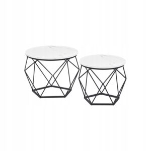 Stoliki kawowe 2 szt zestaw okrągłe białe czarne nowoczesne VASAGLE