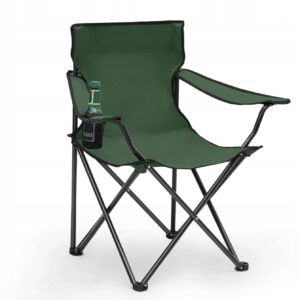 Krzesło kempingowe Sunula składane ultralekkie z uchwytem na napój zielone