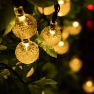 Łańcuch świetlny solarny girlanda lampki solarne LED kulki 5m ciepły biały