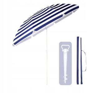 Parasol plażowy 180 cm UV50 regulacja pokrowiec niebieski Sekey