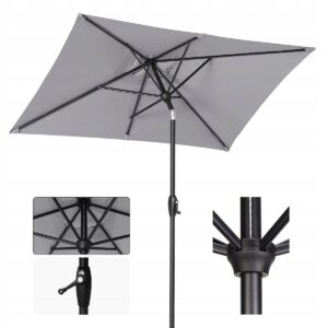 Parasol balkonowy 210x140 cm aluminiowy UV50 z korbką jasnoszary Sekey