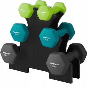 Hantle zestaw 6 sztuk ze stojakiem winylowe fitness dom SONGMICS