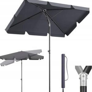 Parasol ogrodowy 200x125 cm UV 50 regulowany na taras szary Sekey