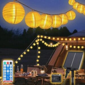 Solarna girlanda LED SALCAR z lampionami – 15 m 50 LED ciepłe światło USB