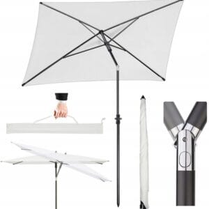Parasol ogrodowy 210x140 cm UV50 regulacja pokrowiec kremowy Sekey