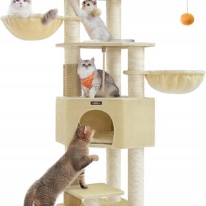 Duży drapak dla kota 160 cm wieża legowiska sizal stabilny FEANDREA