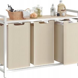 Kosz na pranie 3 komory z półką sorter prania VASAGLE