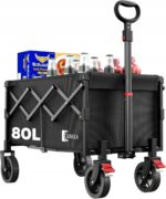 Składany wózek ręczny terenowy 80 L 100 kg czarny lekki z hamulcami Sunula