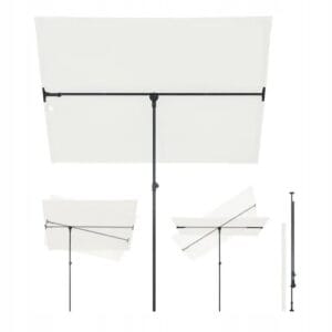 Parasol balkonowy 180x130 regulowany UV50 prostokątny kremowy Sekey