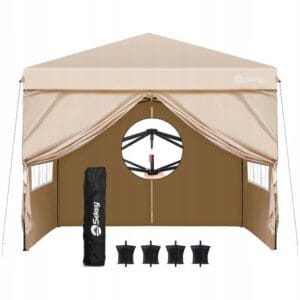 Pawilon ogrodowy 3x3m z 4 ściankami wodoodporny UV50+ taupe Sekey