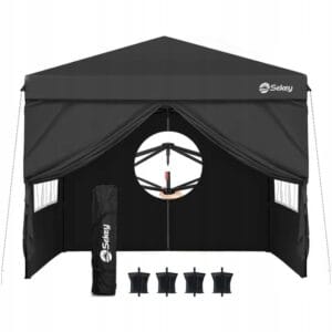 Pawilon ogrodowy 3x3m z 4 ściankami wodoodporny UV50+ czarny Sekey
