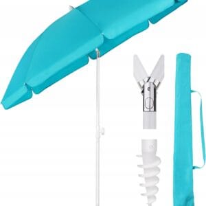 Parasol plażowy 180 cm UV50 regulacja pokrowiec kotwa turkusowy Sekey