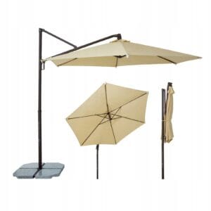 Parasol ogrodowy 300 cm obrot 360 regulacja UV50 aluminium beżowy Sekey