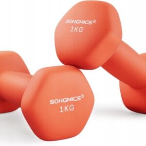 Hantle 2x1 kg neoprenowe heksagonalne pomarańczowe trening SONGMICS