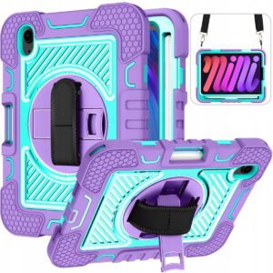 Etui Case do iPad Mini 6 2021 8.3 cala z podstawką Fioletowy turkusowy