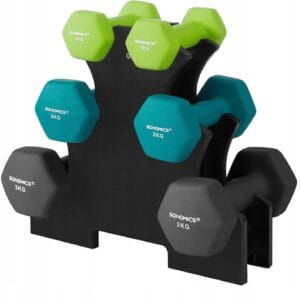 Hantle zestaw 6 sztuk ze stojakiem winylowe fitness dom SONGMICS