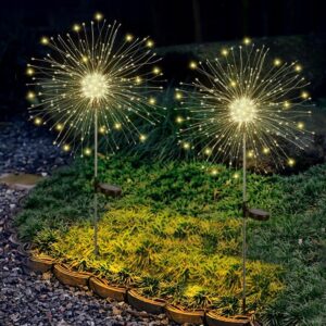 Lampki solarne LED do ogrodu wbijane, 8 trybów, ciepły biały, 2 szt.