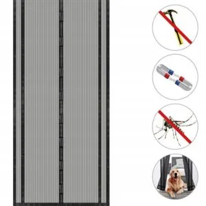 Moskitiera magnetyczna do drzwi 160 cm x 230 cm czarna Sekey