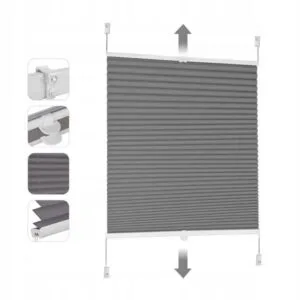 Roleta plisowana ciemnoszara 40 x 130 cm bez wiercenia Sekey