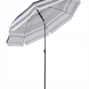 Parasol klasyczny przeciwsłoneczny 240 cm biało-szare paski Sekey