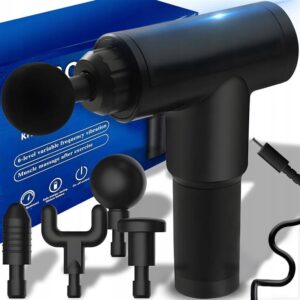 Pistolet do masażu ciała mocny masażer wibracyjny 6 trybów 4 końcówki
